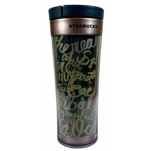 STARBUCKS Copper Green Tumbler Travel MUG 16OZ Insulated Flip Up Lid
